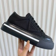 Prada Sheepskin Lining Platform Sneakers in Black P05 2021