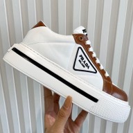 Prada Sheepskin Lining Platform Sneakers in White P06 2021