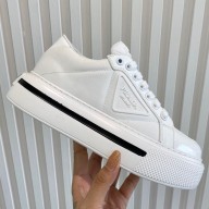 Prada Sheepskin Lining Platform Sneakers in White P01 2021