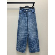 CHANEL Light Blue Printed Washed Denim JEANS P79059 2025