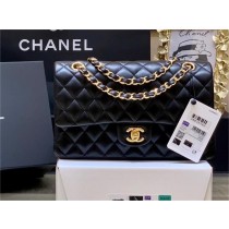 Chanel Original Quality Medium Classic Flap Bag 1112 in Sheepskin Black with Gold Hardware