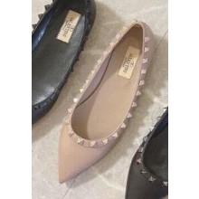 Valentino Rockstud Ballet Flats Ballerinas in lambskin Nude