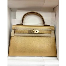 Hermes Mini Kelly II Handbag in Chevre leather Doré with gold hardware(handmade)