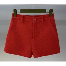 Gucci Embroidered wool bouclé shorts Red  2025