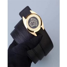 Versace Calfskin Leather Watch Style Round Buckle Belt(99-722109)