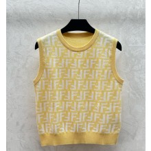 FENDI Cotton jersey junior top yellow 2025