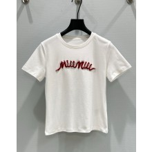 MIU MIU COTTON T-SHIRT WHITE 01 2025 