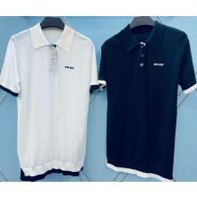 MIU MIU Cotton polo shirt white/blue 2025