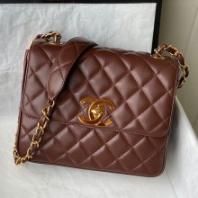 Chanel Lambskin Golden Chain Bag in Brown AS088 2021