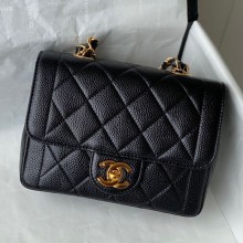 Chanel Calfskin Golden Chain Hand Bag in Black AS2309 2021