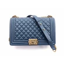 Chanel Calfskin Caviar grain leather Flap bag in Blue A67086 
