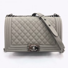 Chanel Calfskin Caviar grain leather Flap bag in Gray A67086 