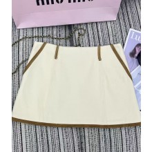 Miu Miu Denim and  leather skirt White 2025
