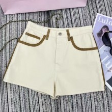 Miu Miu Denim and leather shorts GWP530 White 2025