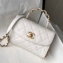 Chanel Wrinkled lambskin Flap bag in white  As2477