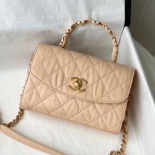 Chanel Wrinkled lambskin Flap bag in beige  As2477
