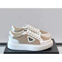 Prada men's sneakers mesh and leather white / beige 2025