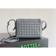 Bottega Veneta Mini Loop Camera Intrecciato leather cross-body Bag gray 2024