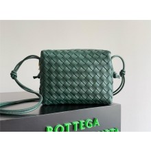 Bottega Veneta Mini Loop Camera Intrecciato leather cross-body Bag dark green 2024