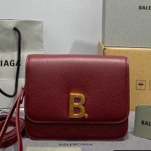 Balenciaga Cowhide "B" Metal buckle Flap bag in Red Bb001 2021