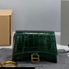 Balenciaga Crocodile pattern Mini Hourglass bag charm in Green Bb051