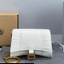 Balenciaga Crocodile pattern Mini Hourglass bag charm in White Bb052