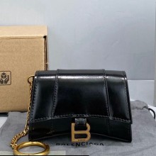Balenciaga Calfskin Mini Hourglass bag charm in Black Bb054