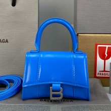 Balenciaga Cowhide Mini Hourglass Bag Blue Bb058