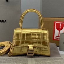 Balenciaga Cowhide Mini Hourglass Bag Golden Bb060