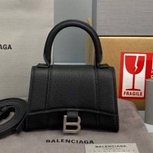  Balenciaga Lychee pattern Cowhide Mini Hourglass Bag in Black Bb063