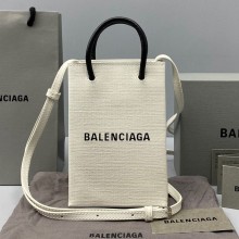  Balenciaga Palm print canvas Handbag in White Bb070
