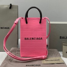 Balenciaga Crocodile pattern Handbag in Pink Bb075