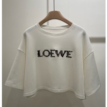 LOEWE Cropped t-shirt in cotton blend white 2025