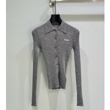 MIU MIU GREY KNITTED CARDIGAN 2025