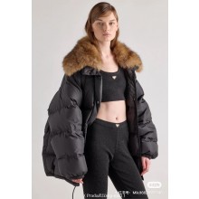 PRADA BLACK enamel triangle-logo padded jacket 2024