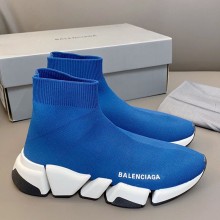 Balenciaga Ribbed 3D fabric speed 2.0 Socks shoes in Blue Bs015