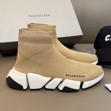 Balenciaga Ribbed 3D fabric speed 2.0 Socks shoes in Khaki Bs016