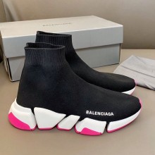 Balenciaga Ribbed 3D fabric speed 2.0 Socks shoes in Black/pink Bs017