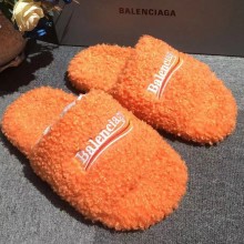 Balenciaga Political Campaign Wool slippers couple models in Orange Bs022