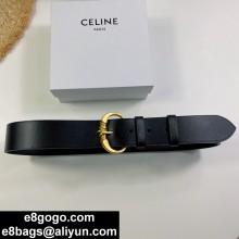 Celine Oil wax cowhide belt in black   Cey001