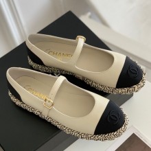 Chanel Mixed sheepskin Hemp rope bottom shoe in White Cs012 