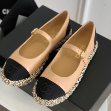 Chanel Mixed sheepskin Hemp rope bottom shoe in Apricot Cs013