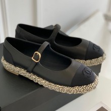 Chanel Mixed sheepskin Hemp rope bottom shoe in Black Cs014