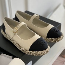 Chanel Sheepskin lining Hemp rope bottom shoe in White Cs015