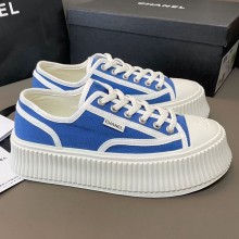 Chanel Canvas fabric Platform casual shoes in Blue Cs023