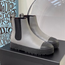 Chanel Calfskin Chelsea booties in gary/black   Cs201