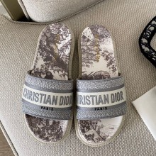 Dior Dway Cotton embroidered jacquard sandals in Grey Ds021