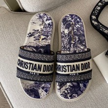 Dior Dway Cotton embroidered jacquard sandals in Blue Ds022