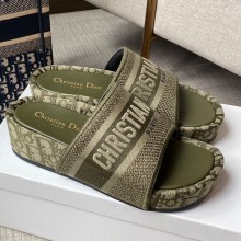 Dior Letter print platform slippers in Green Ds028