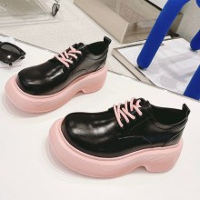 Dymonlatry Custom oil cowhide Platform shoes in pink/black Dys003